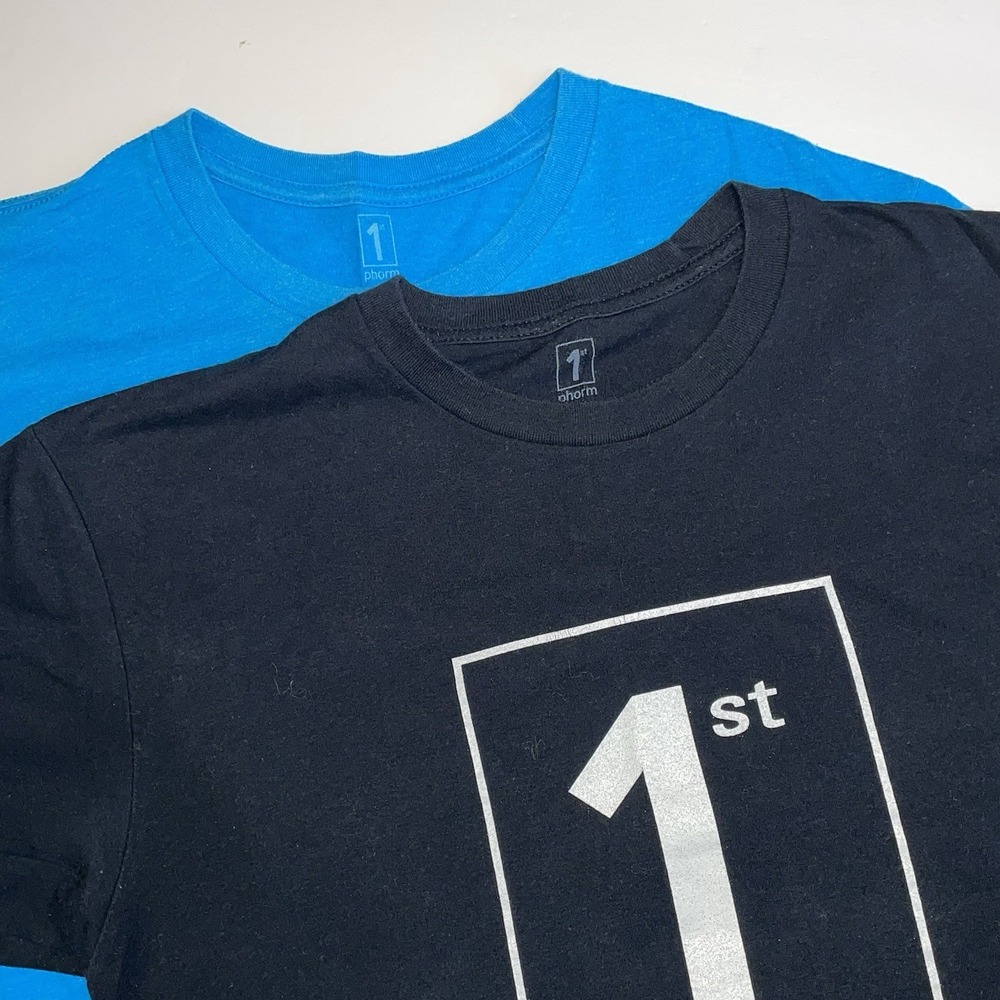 LOT OF 2 1st‎ Phorm T-Shirt Mens Small Black Blue Short Sleeve Gym Core Values